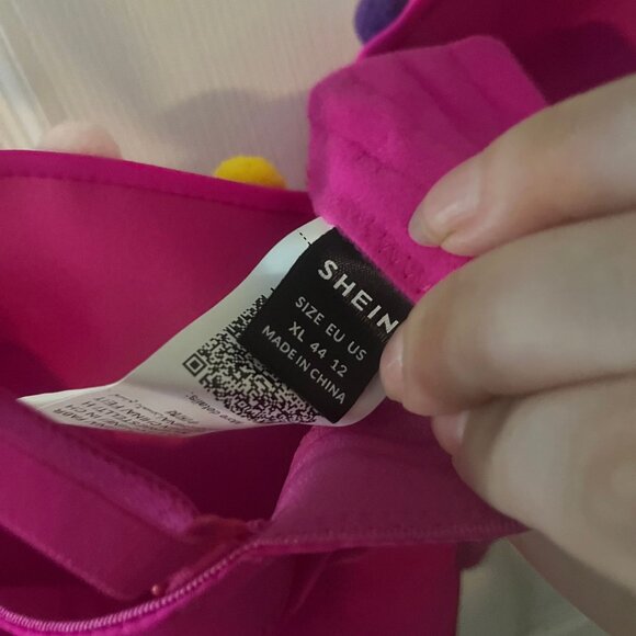 Pink with Multi-Colored Fuzzy Balls with Shiny Accents Bustier Cami Crop Top - Picture 3 of 3